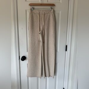 RUMERE Beige Oatmeal Wide Leg Knit Trousers Wool Blend - Size 36 (S)